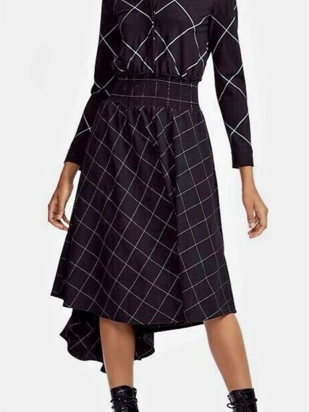 Maje Black & White Asymmetric midi high-low Dress Like New
